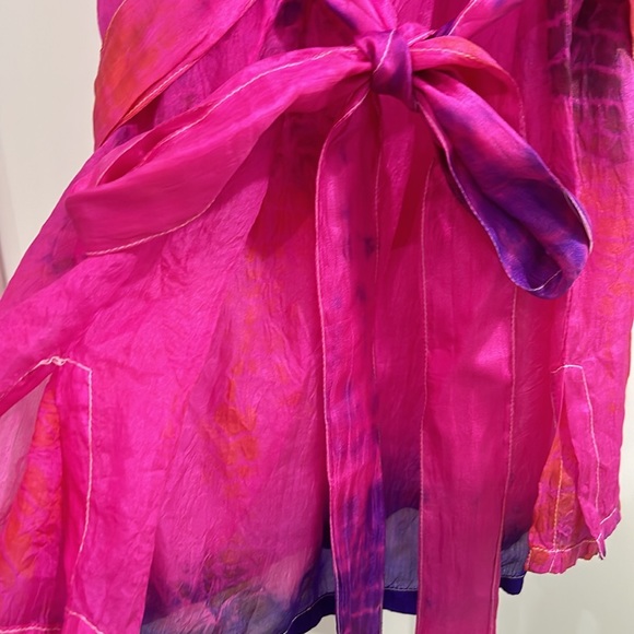 Anna Kosturova Silk Lola tunic Hot pink tie dye Small - Picture 4 of 4